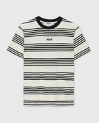 Two-Tone Striped Cotton T-Shirt