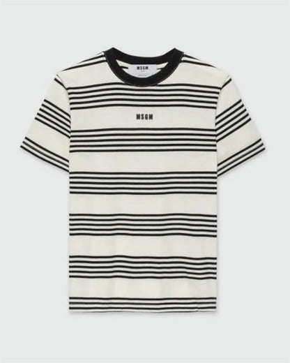 Two-Tone Striped Cotton T-Shirt