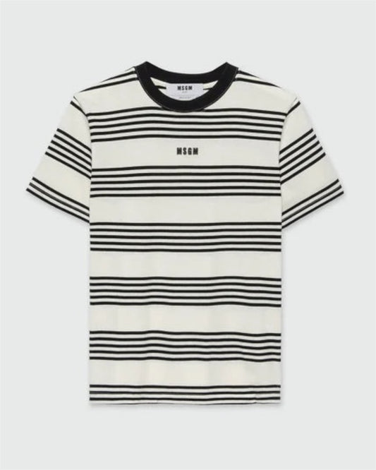 Two-Tone Striped Cotton T-Shirt