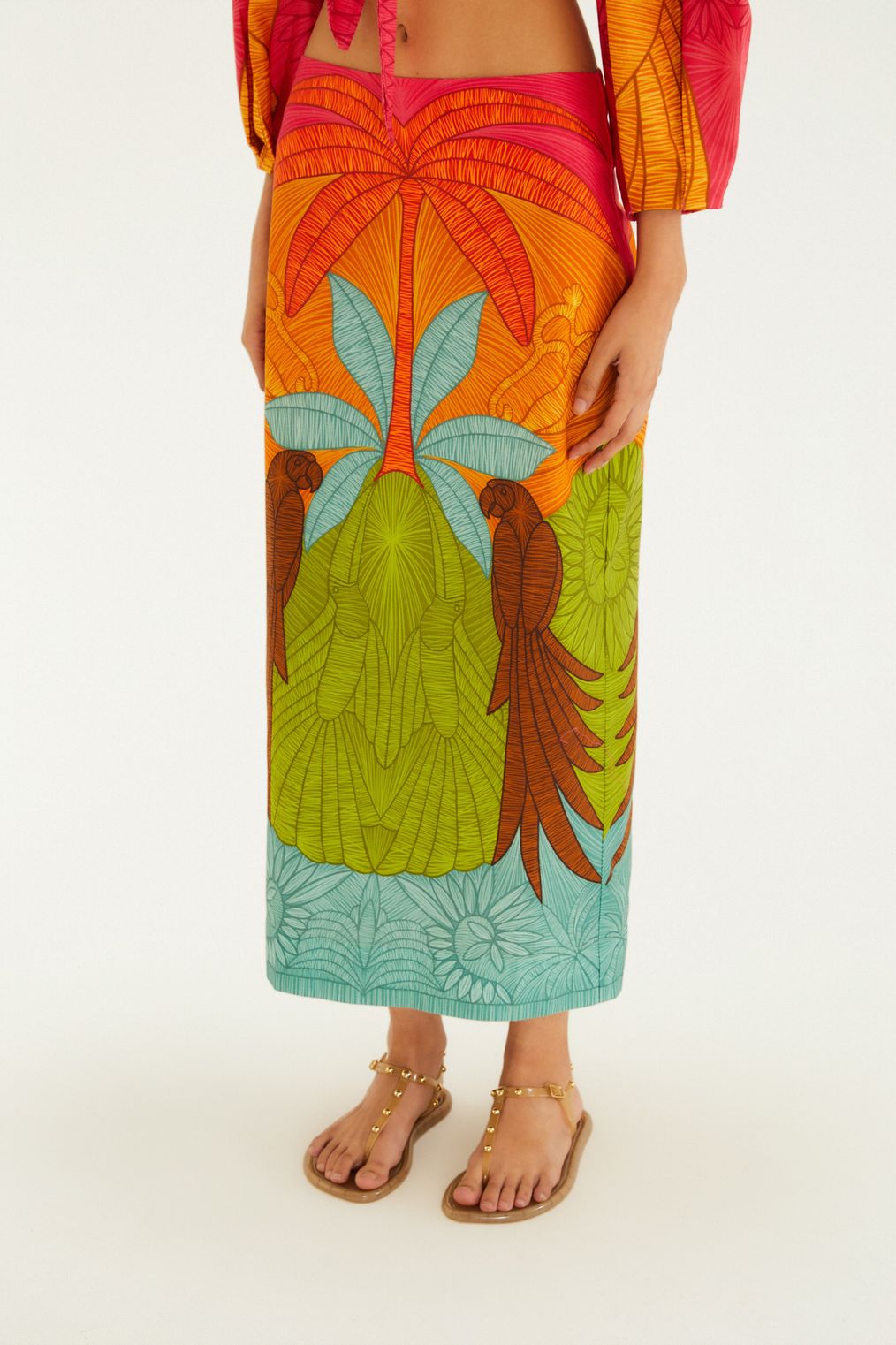 Parrots Linen Skirt