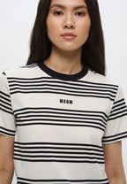 Two-Tone Striped Cotton T-Shirt