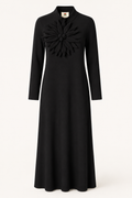 Black 3D Flower High-Neck Maxi Dress