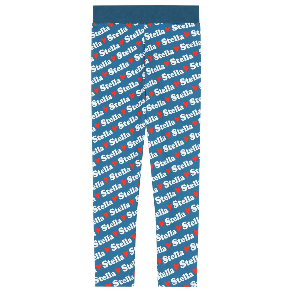 Girls Blue Logo Heart Leggings