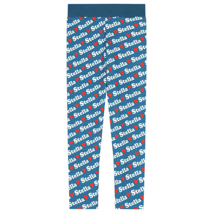 Girls Blue Logo Heart Leggings