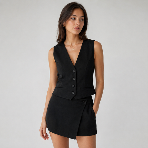 Black Viscose-Blend Vest