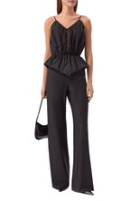 Lace Panel Cotton Wide-Leg Pants