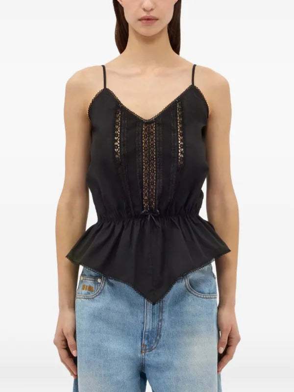 Black Cotton Poplin Top