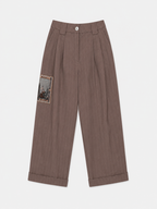 Brown Wide Leg Trousers With Patch