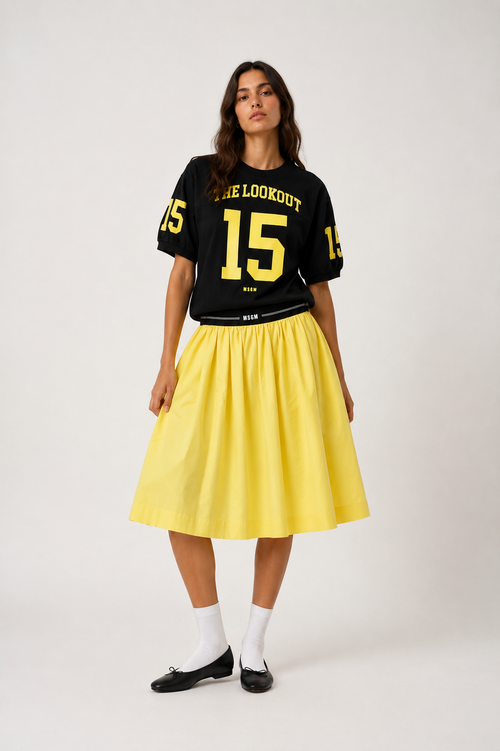 Yellow Waistband Logo Skirt