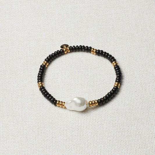 Mellie Black Stone And Steel Bracelet