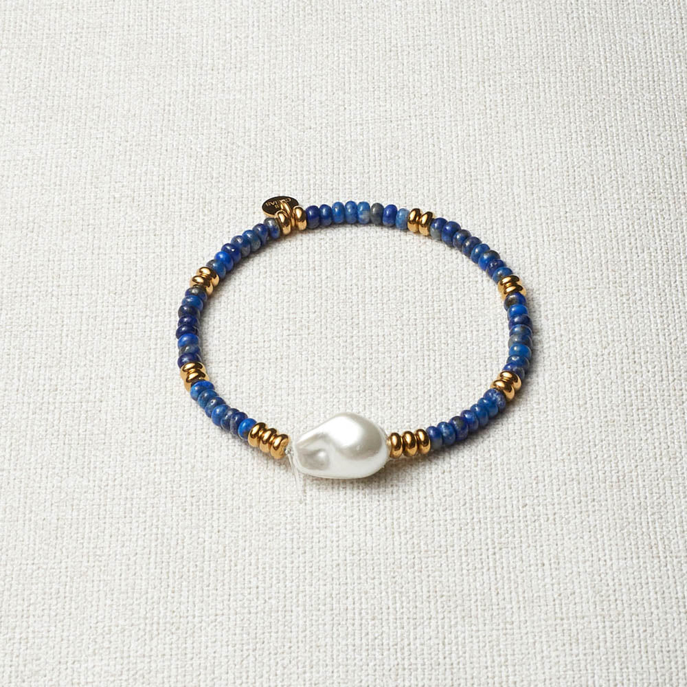 Mellie Blue Stone And Steel Bracelet