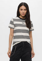 Two-Tone Striped Cotton T-Shirt