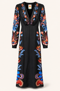 Black Floral Printed V-Neck Maxi Dress