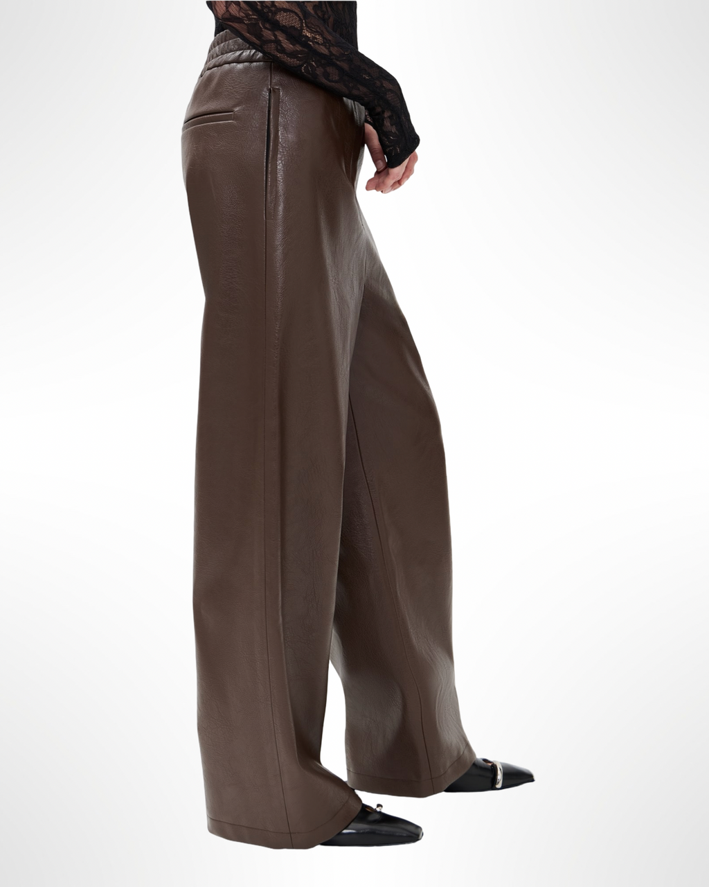 Faux Leather Wide Leg Pants