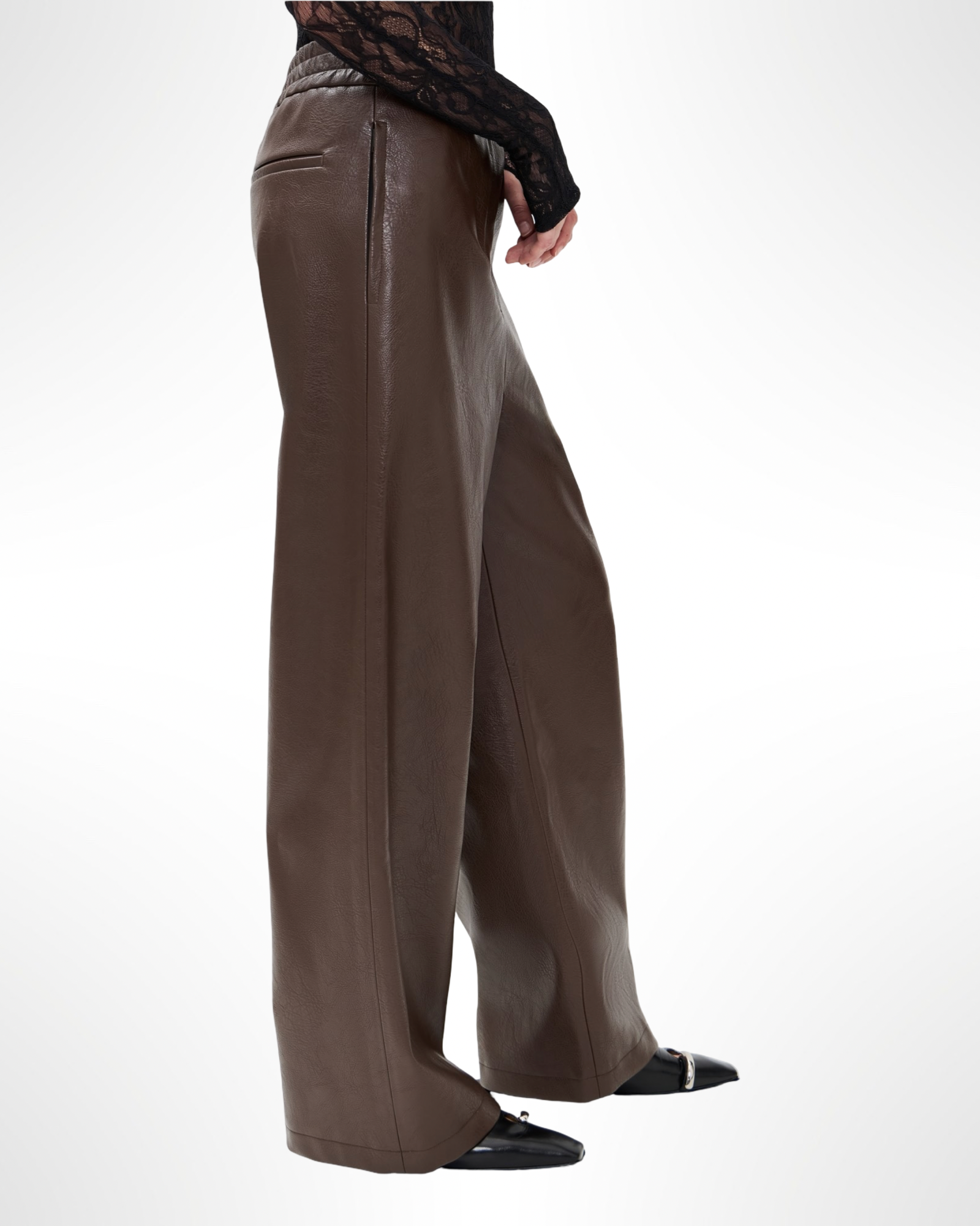 Faux Leather Wide Leg Pants