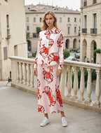 Pink Satin Shirt With Print