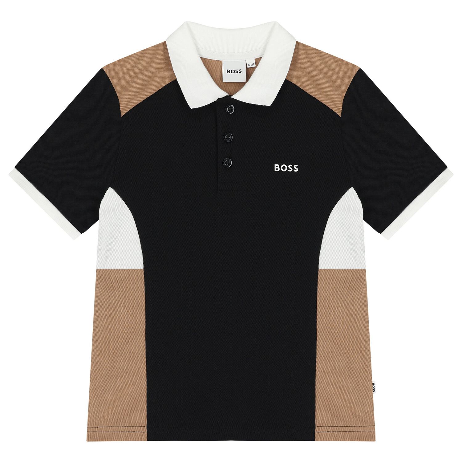 Boys Black Logo Polo T-Shirt