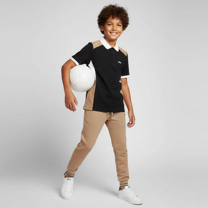 Boys Black Logo Polo T-Shirt