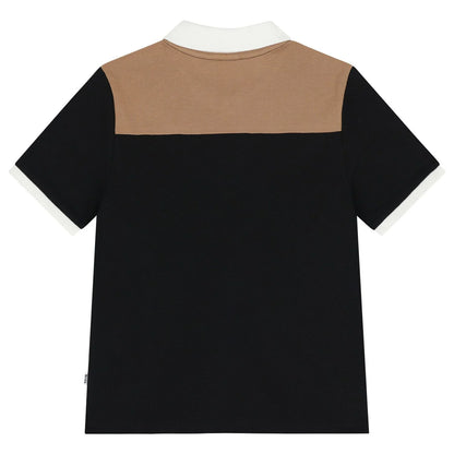 Boys Black Logo Polo T-Shirt