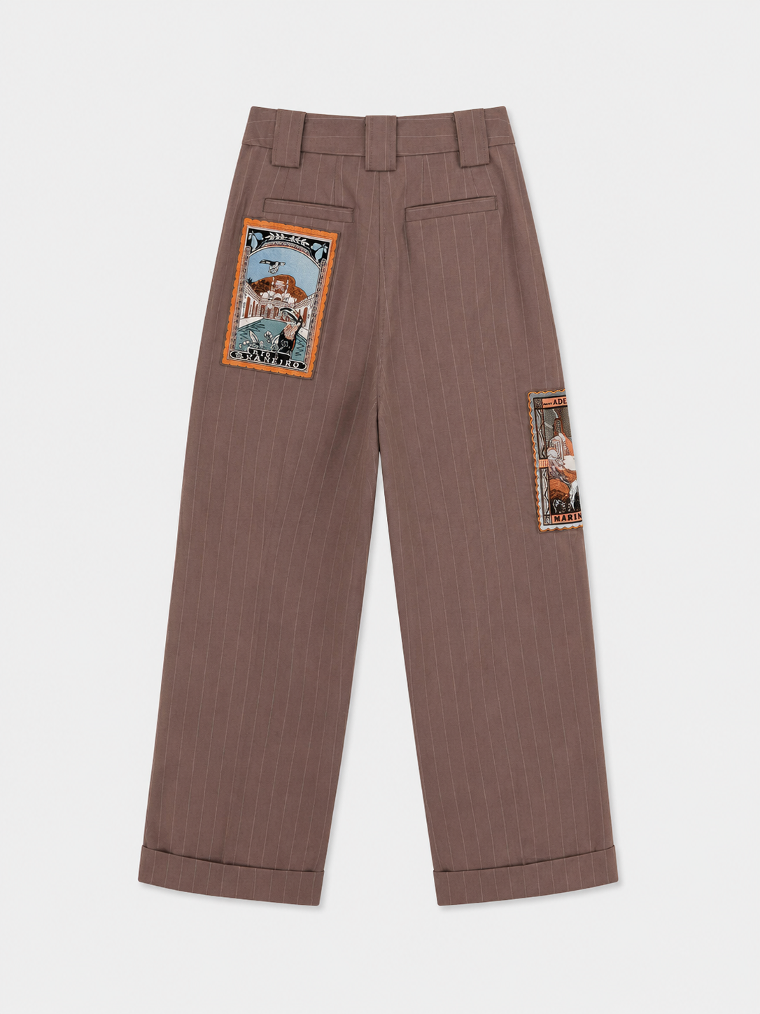 Brown Wide Leg Trousers With Patch