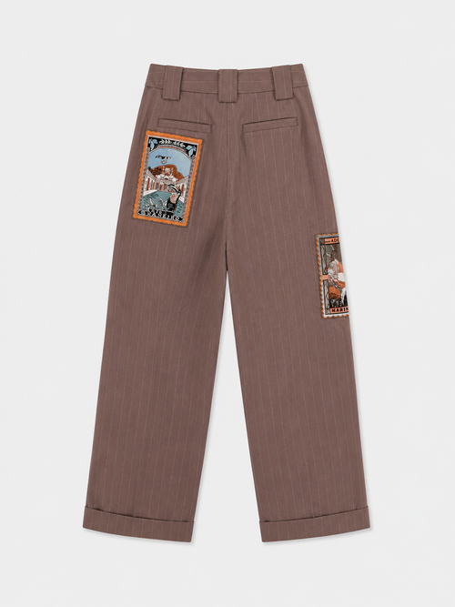 Brown Wide Leg Trousers With Patch