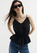 Black Cotton Poplin Top