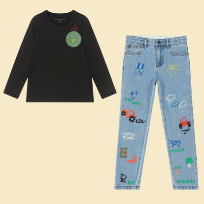 Boys Blue Doodle Denim Jeans