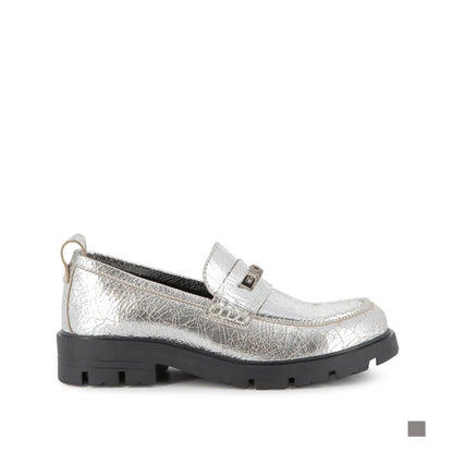 Silver Logo Loafers