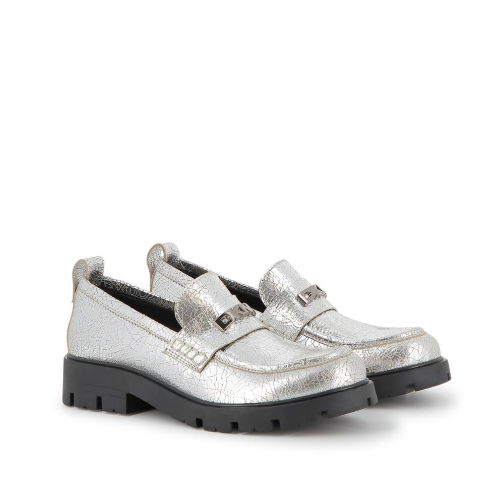 Silver Logo Loafers
