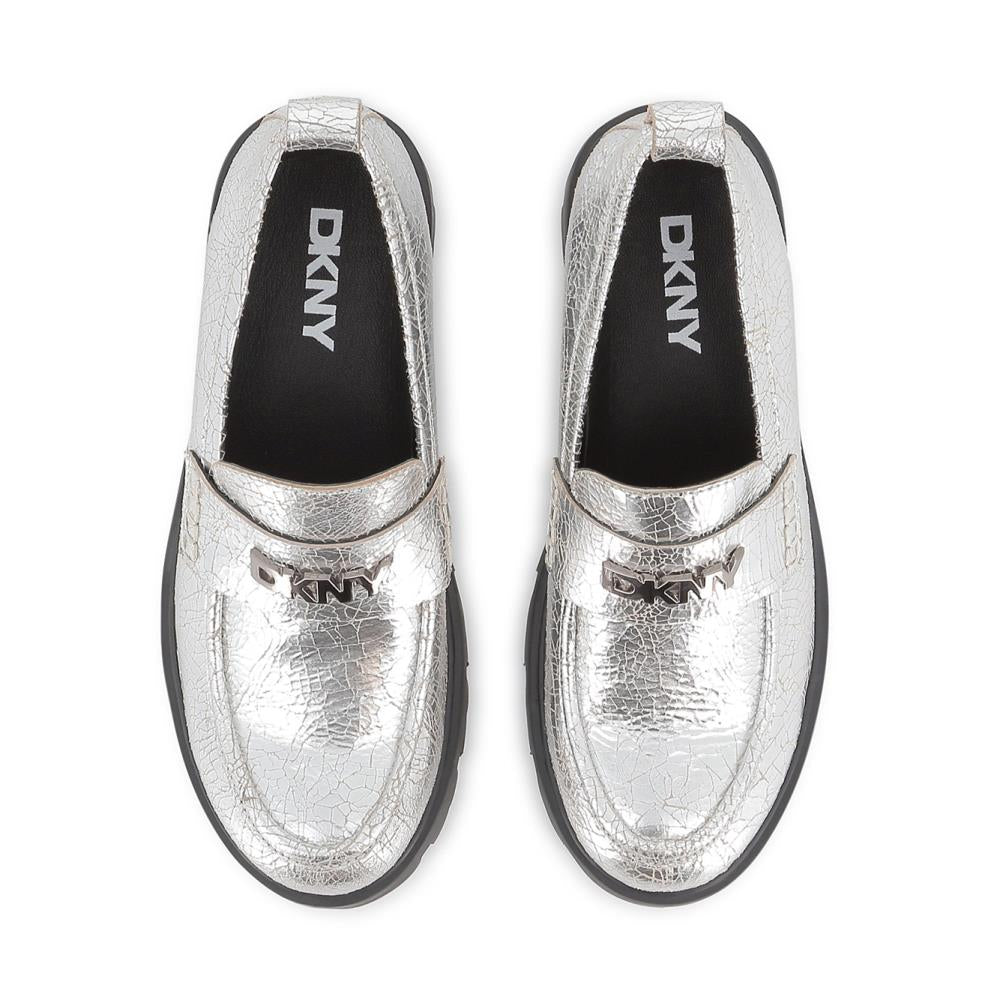Silver Logo Loafers