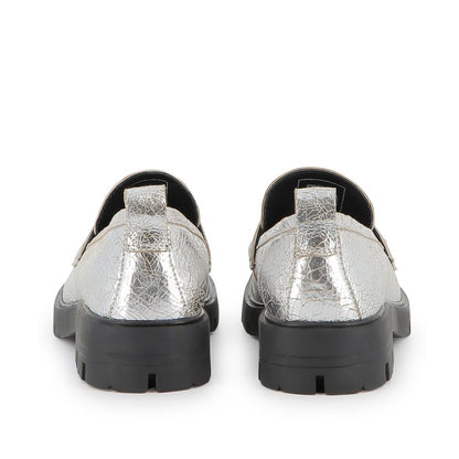 Silver Logo Loafers
