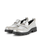 Silver Logo Loafers