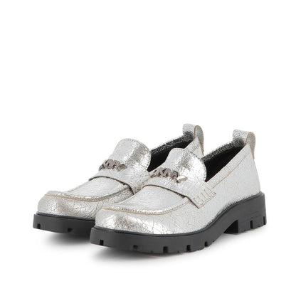 Silver Logo Loafers