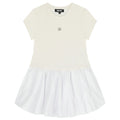Girls Ivory & White Logo Dress