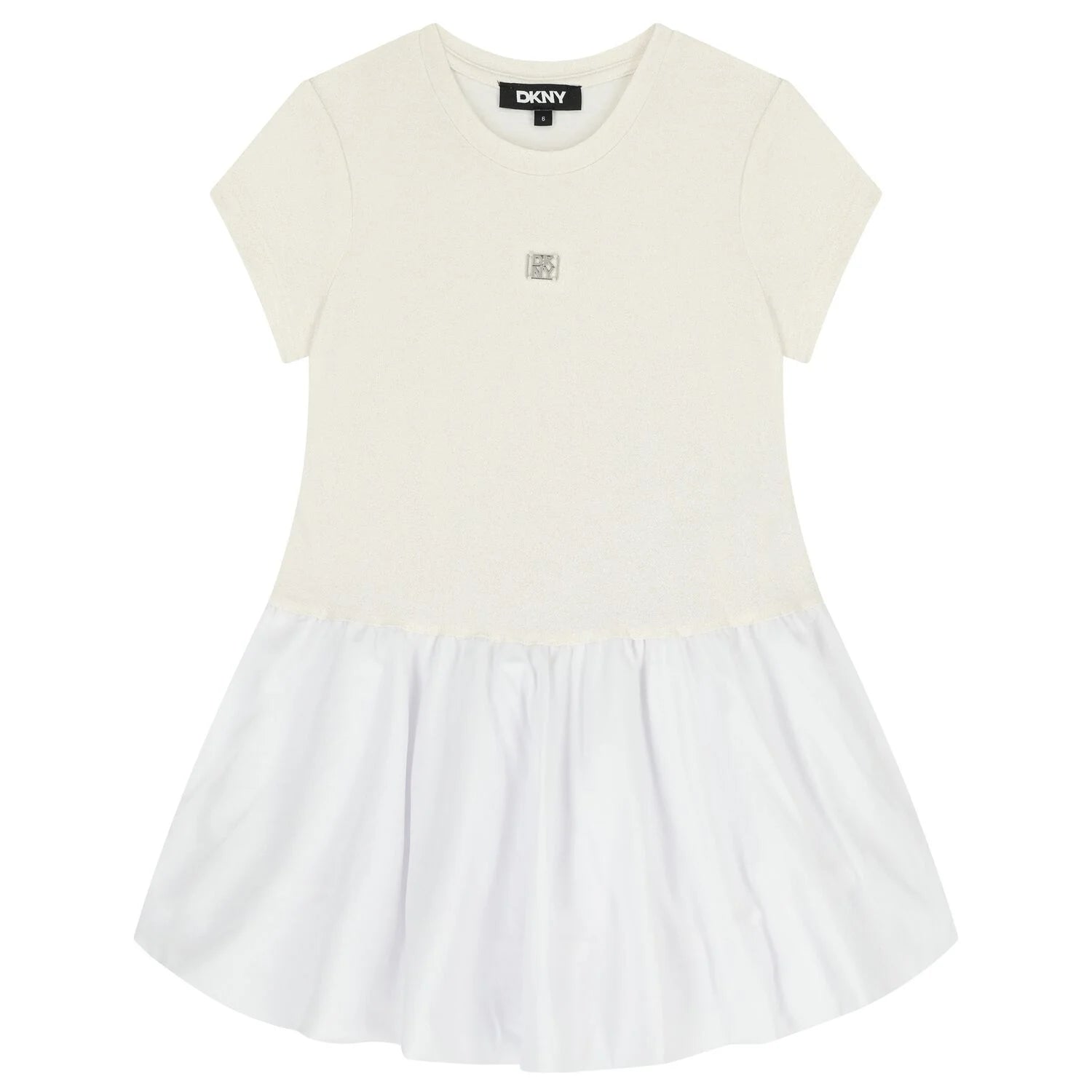 Girls Ivory & White Logo Dress