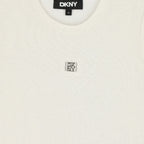 Girls Ivory & White Logo Dress