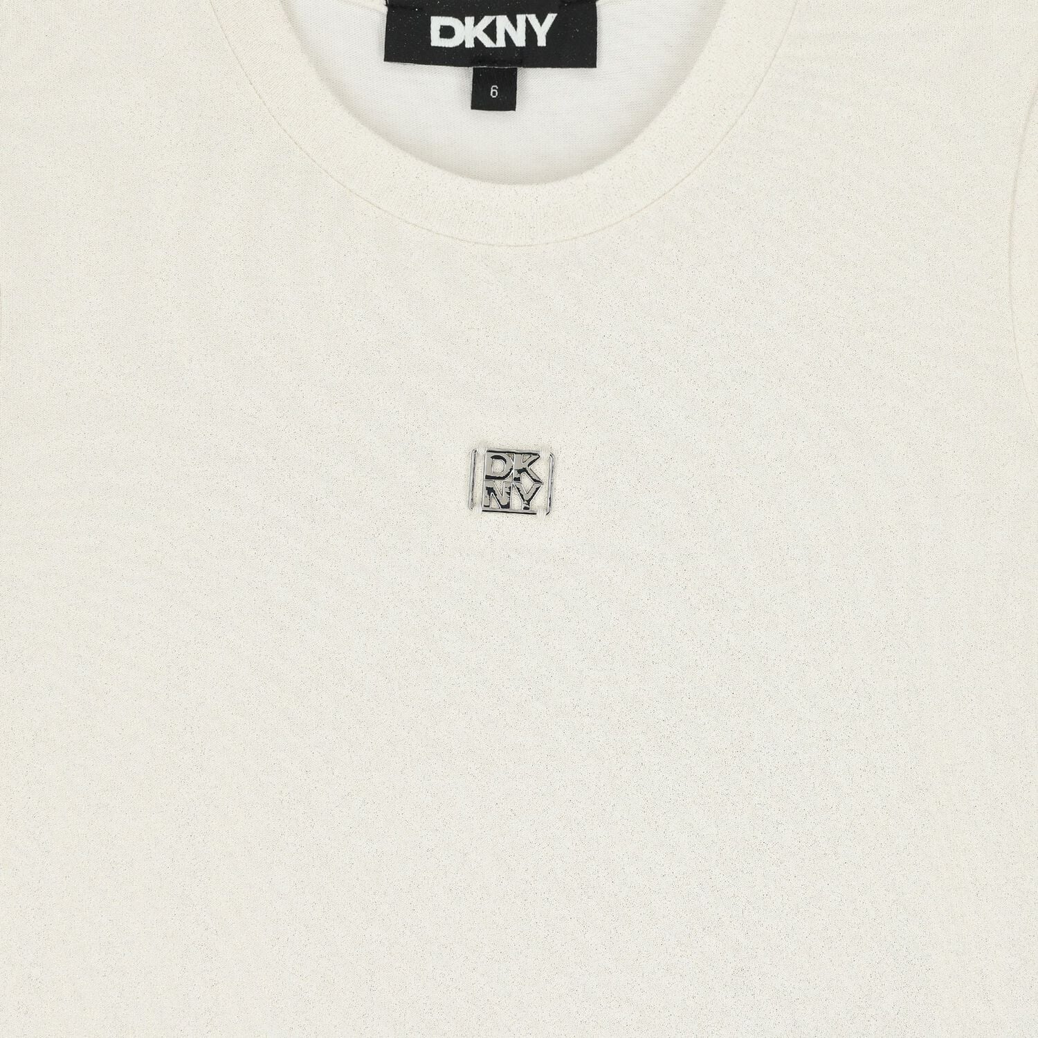 Girls Ivory & White Logo Dress