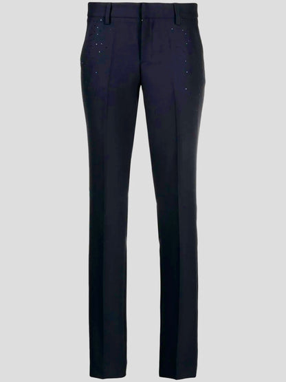 Rhinestone-Embellished Tailored Trousers