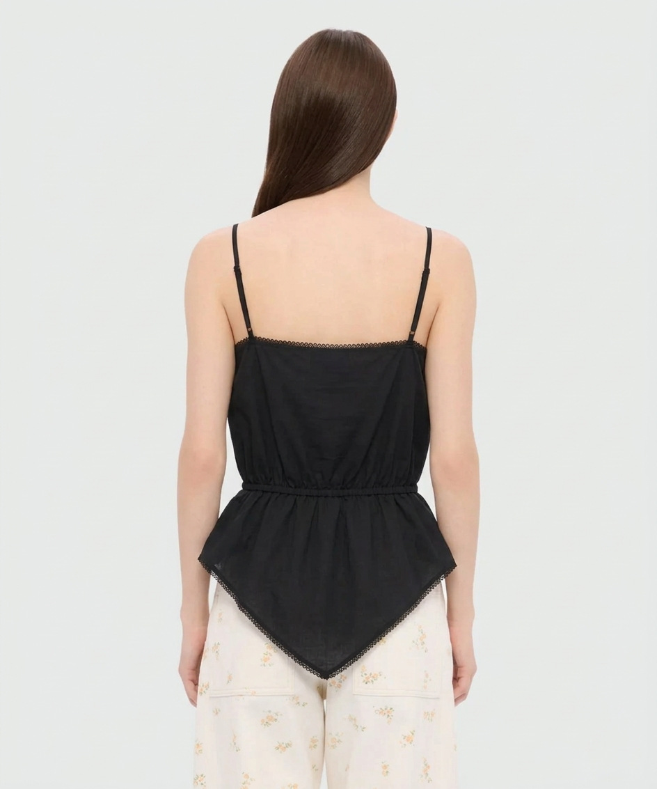 Black Cotton Poplin Top