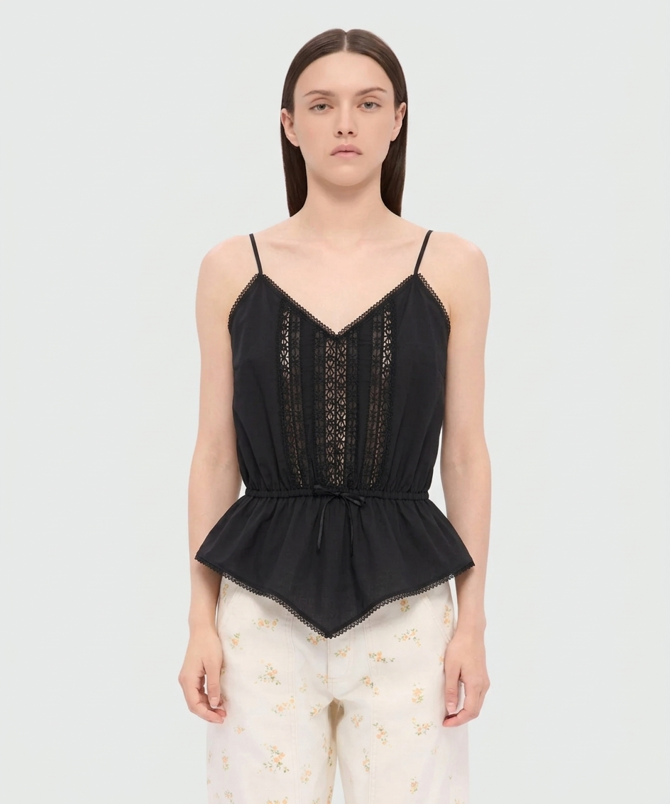 Black Cotton Poplin Top