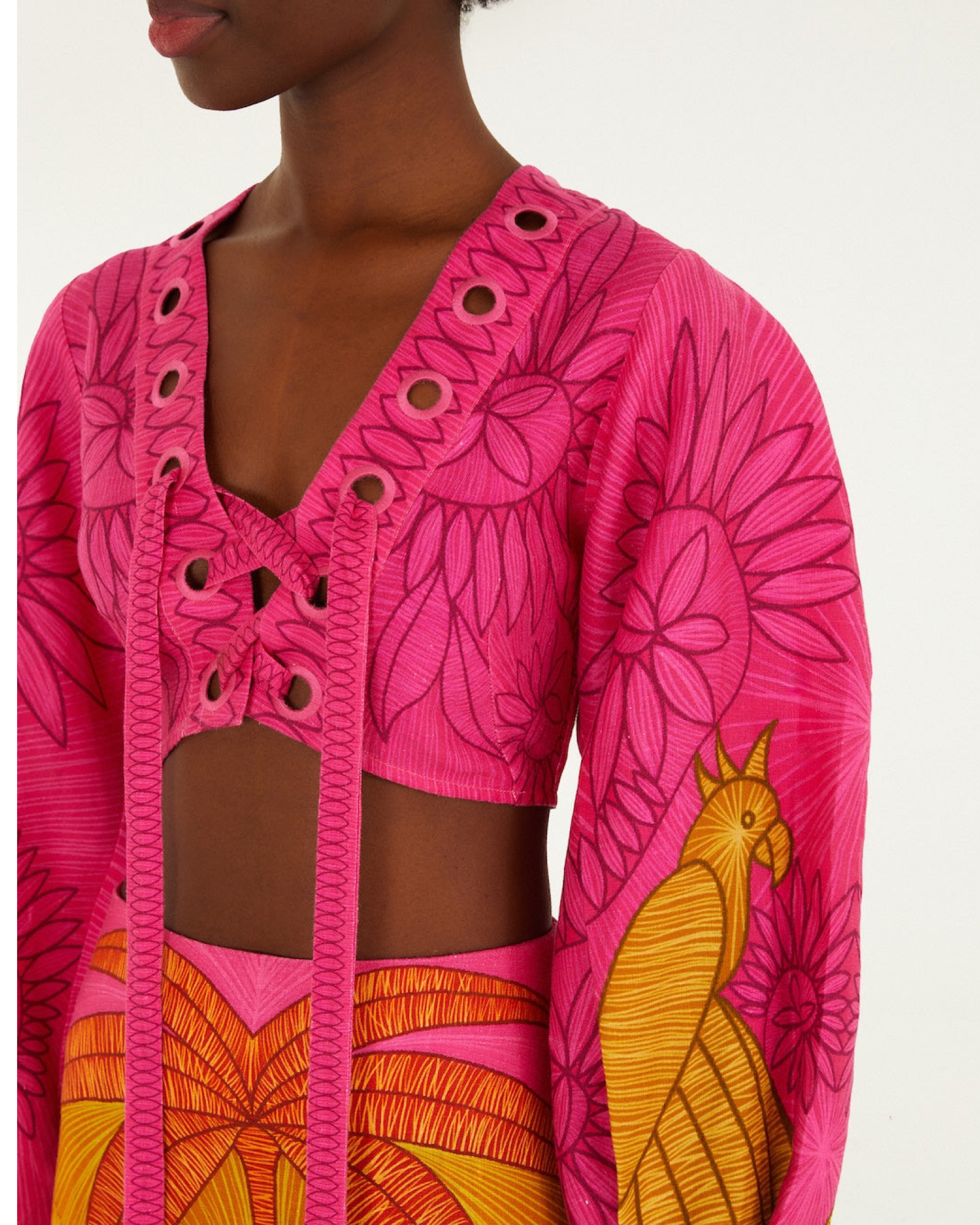 Parrots Linen Crop-Top