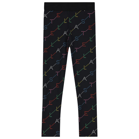 Girls Black Logo Leggings