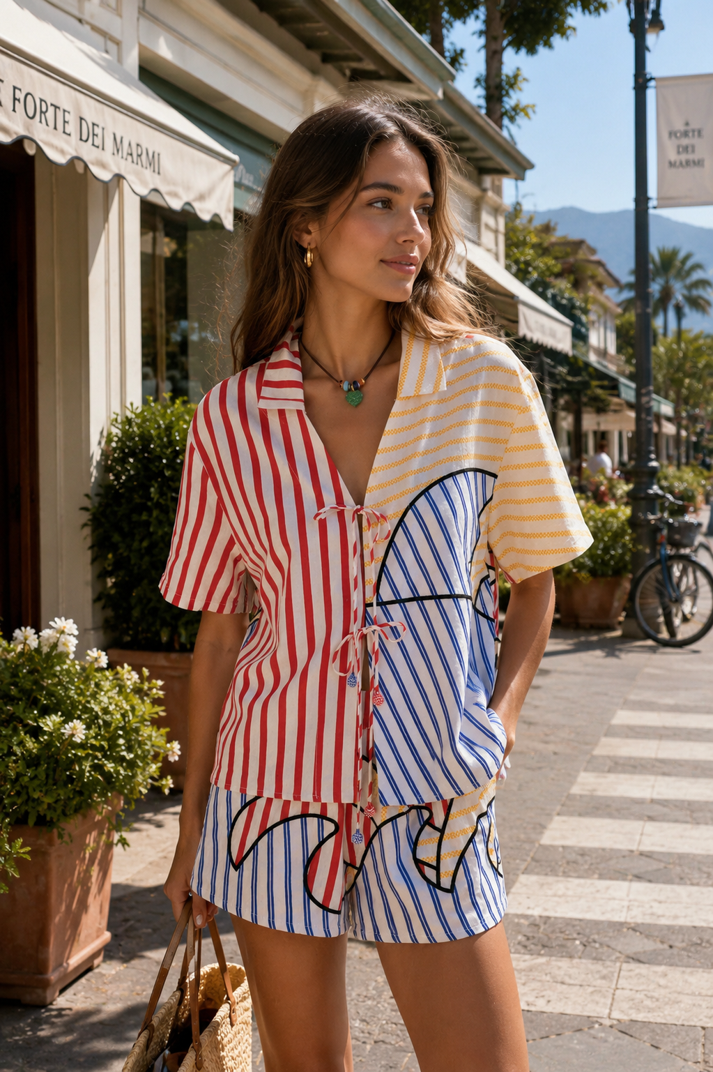 Navy Stripes Off-White Set