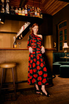 One Shoulder Roses Dress