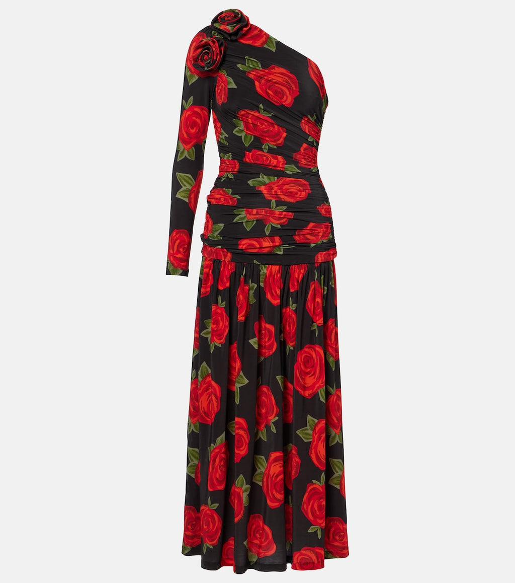 One Shoulder Roses Dress