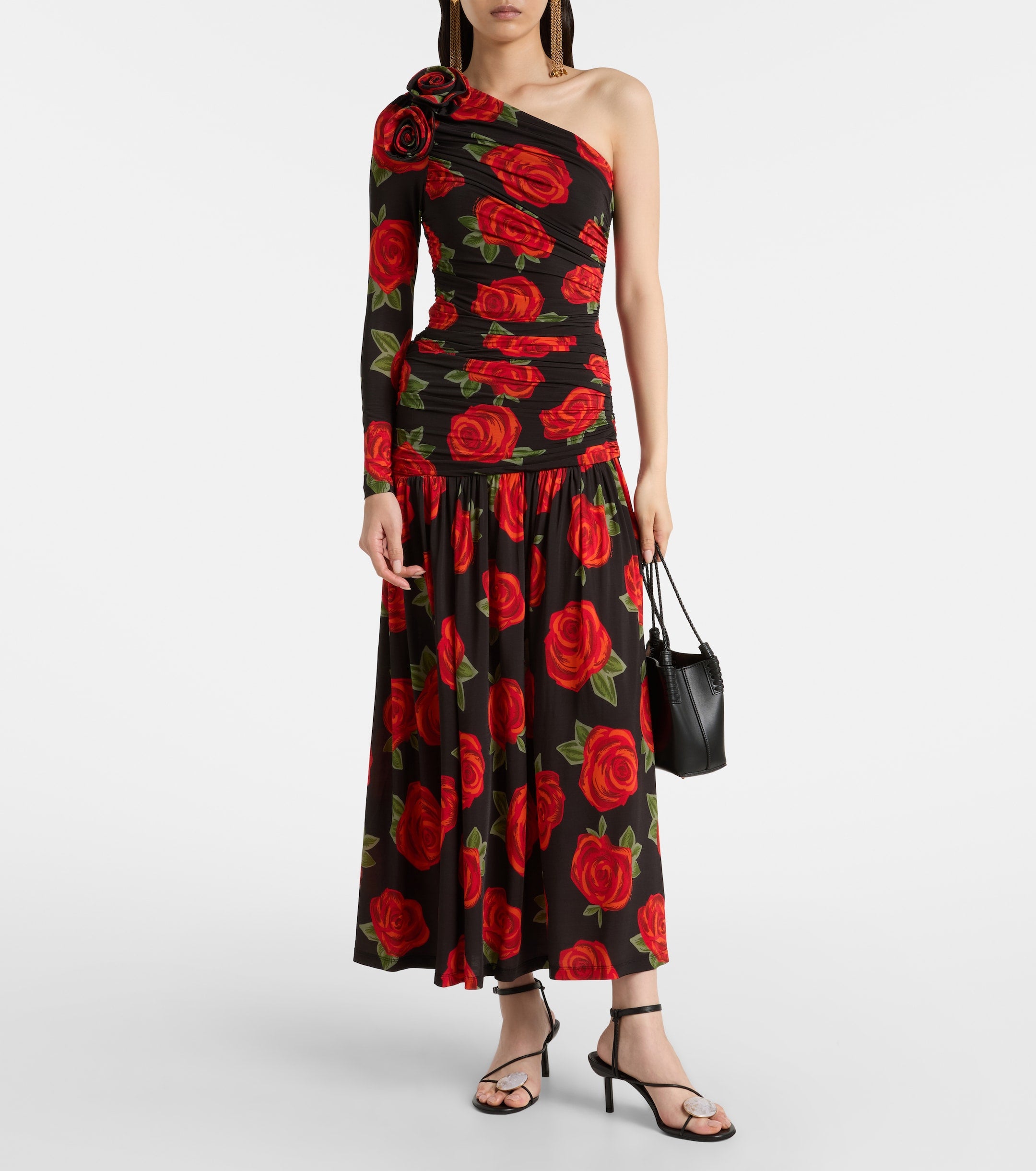 One Shoulder Roses Dress