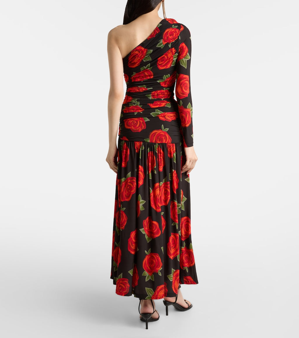 One Shoulder Roses Dress
