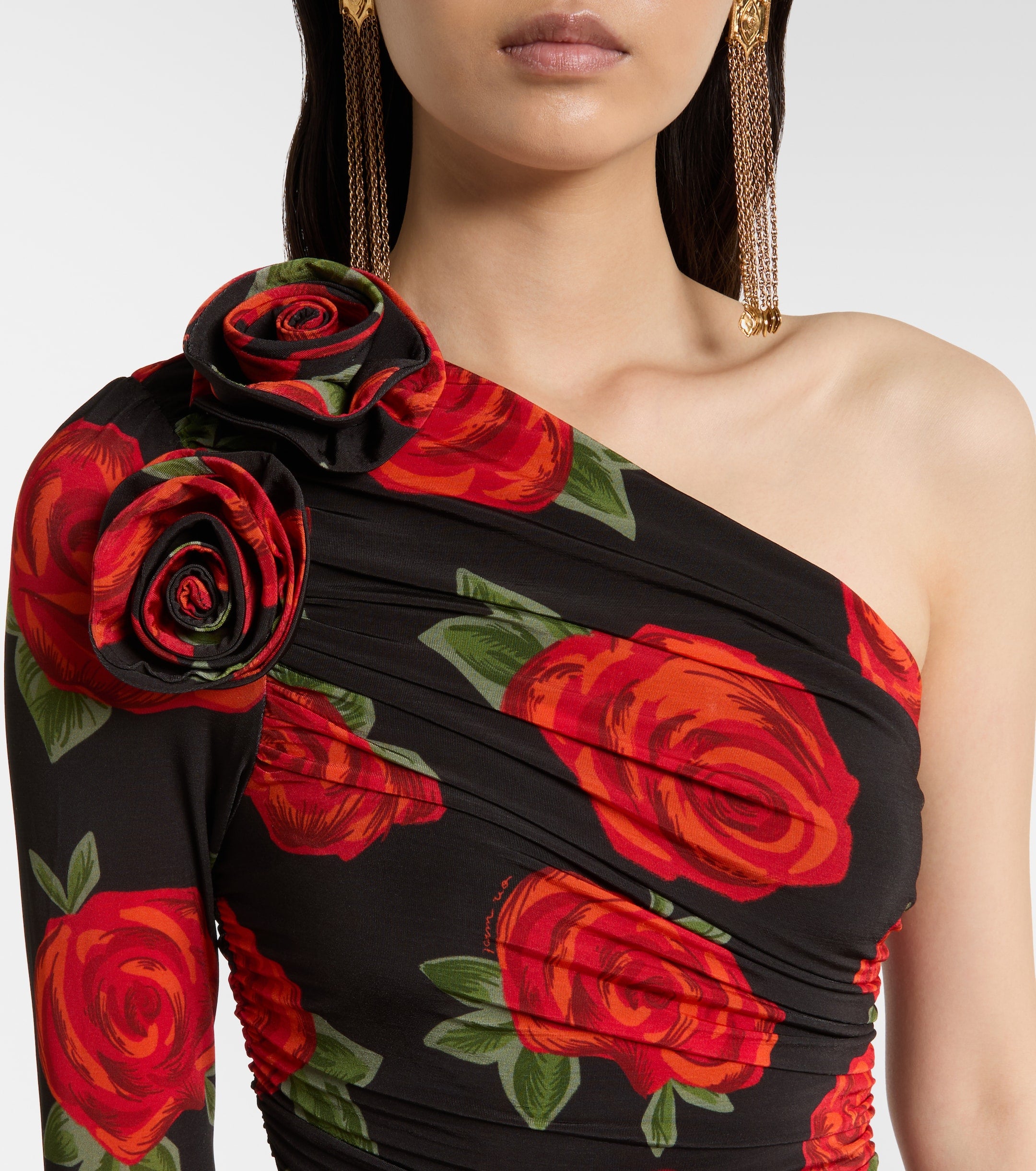 One Shoulder Roses Dress