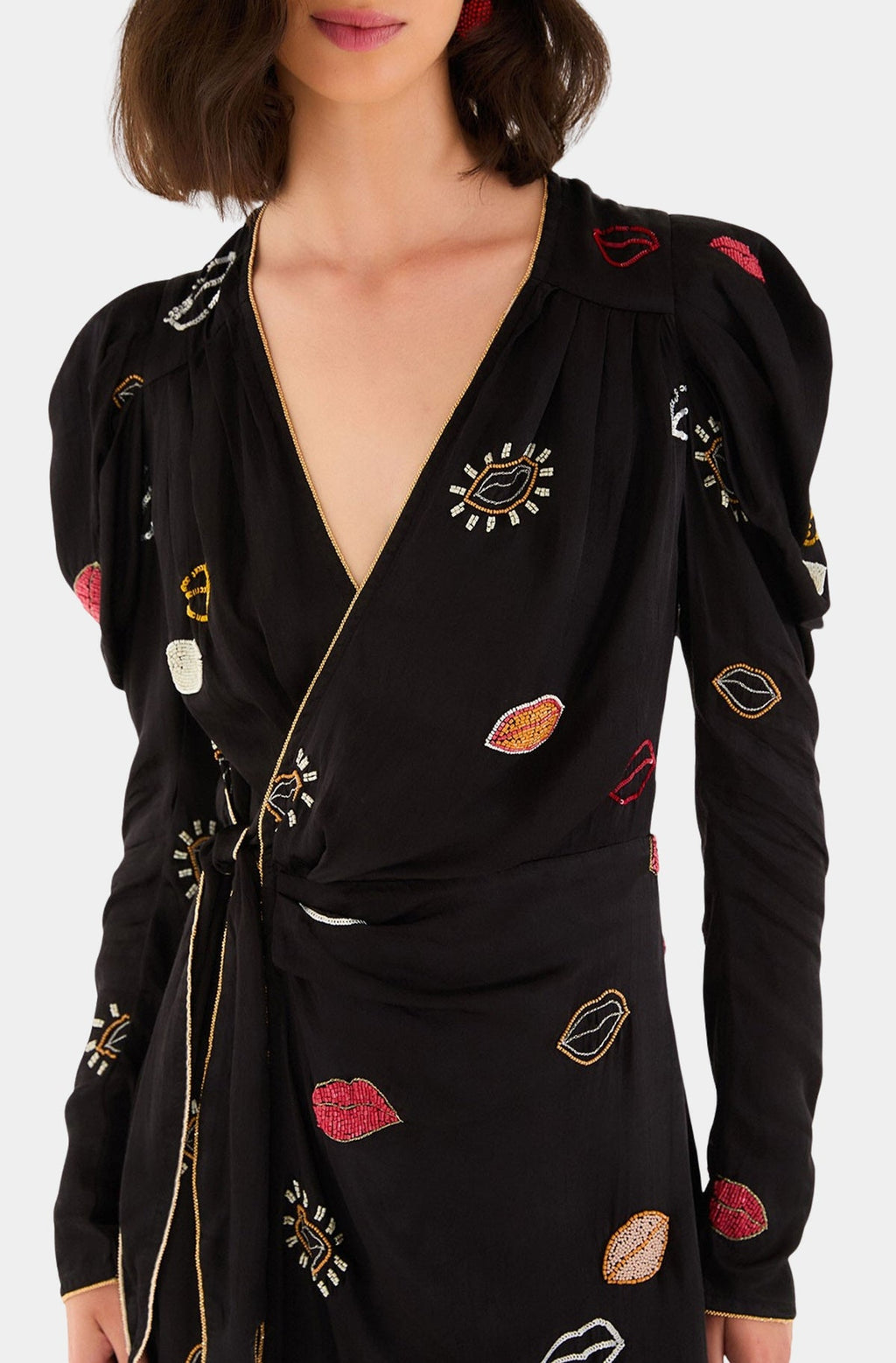 Beaded Kisses Wrap Dress