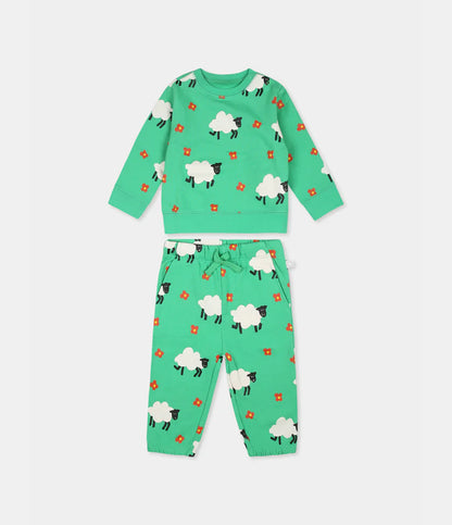 Green Set With Sheep Print